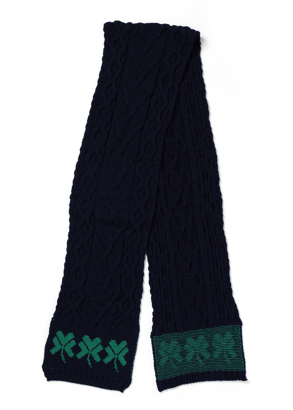 Shamrock Merino Wool Scarf | Navy
