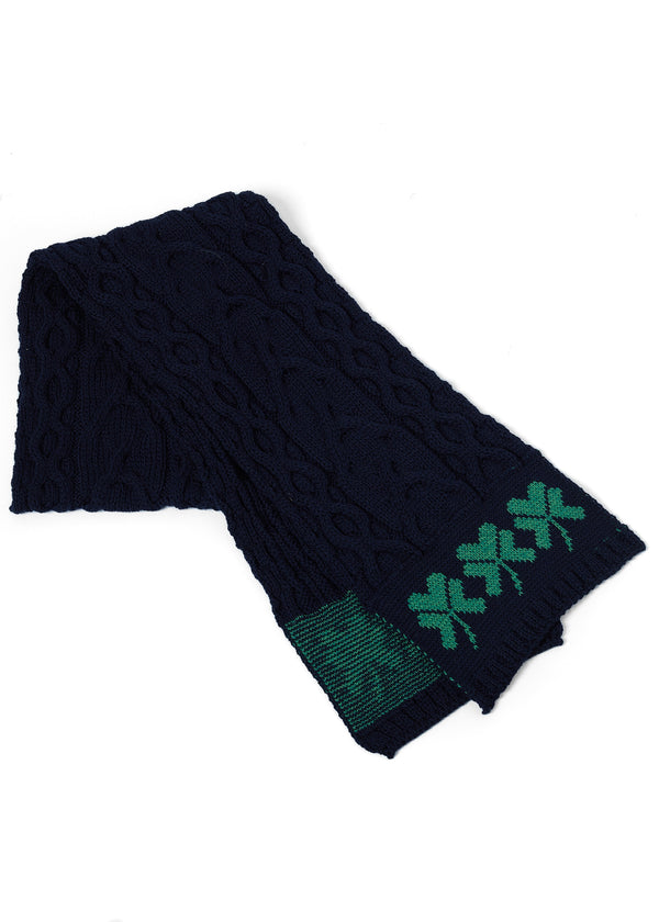 Shamrock Merino Wool Scarf | Navy