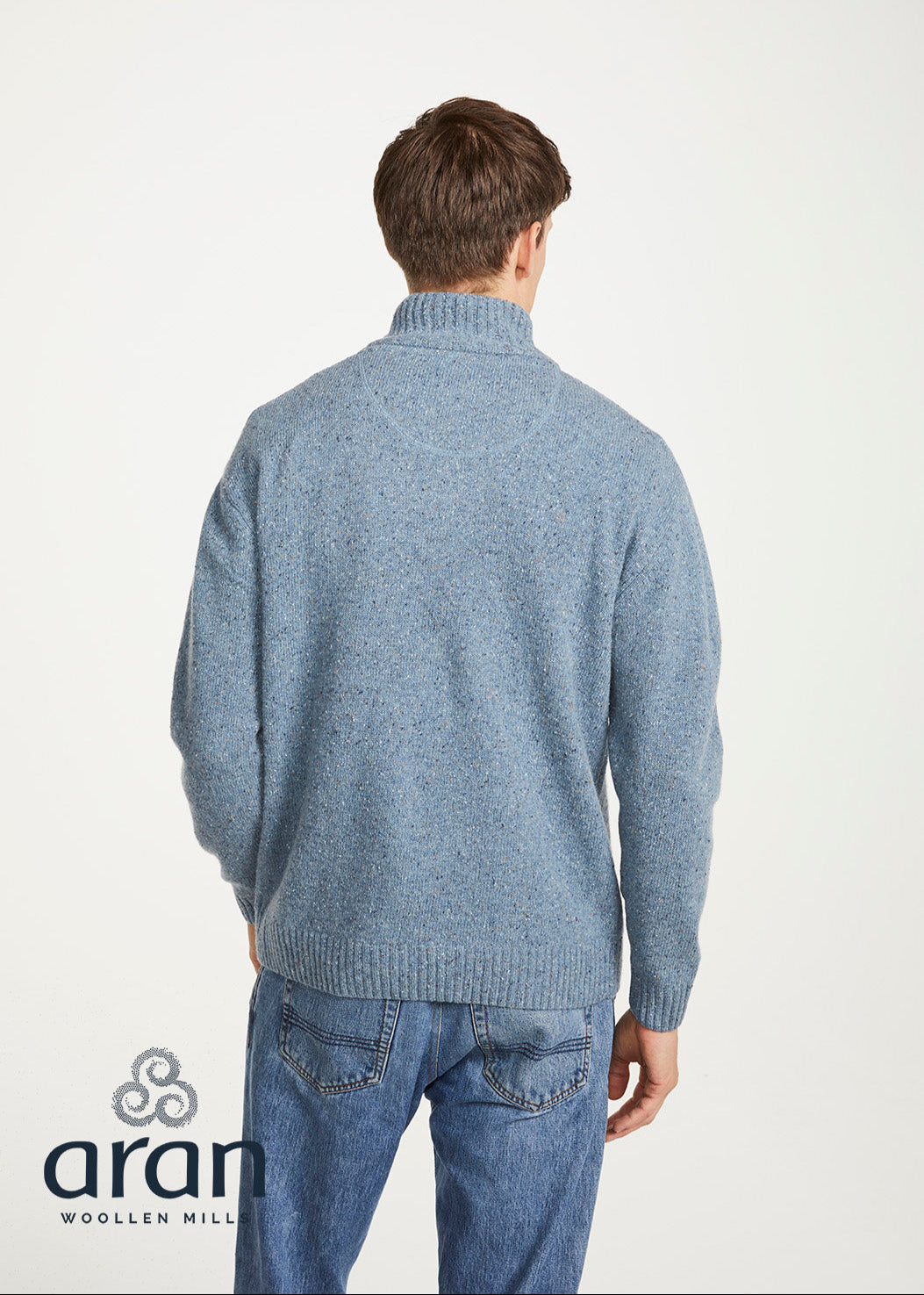 Aran Troyer Zip Sweater | Blue