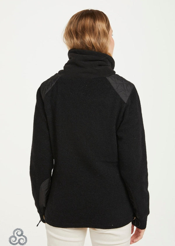 Women's Lined Aran Cowlneck Sweater | Black