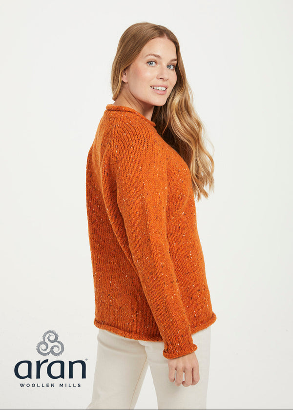 Ladies Donegal Roll Neck Sweater | Orange