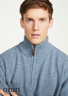 Aran Troyer Zip Sweater | Blue