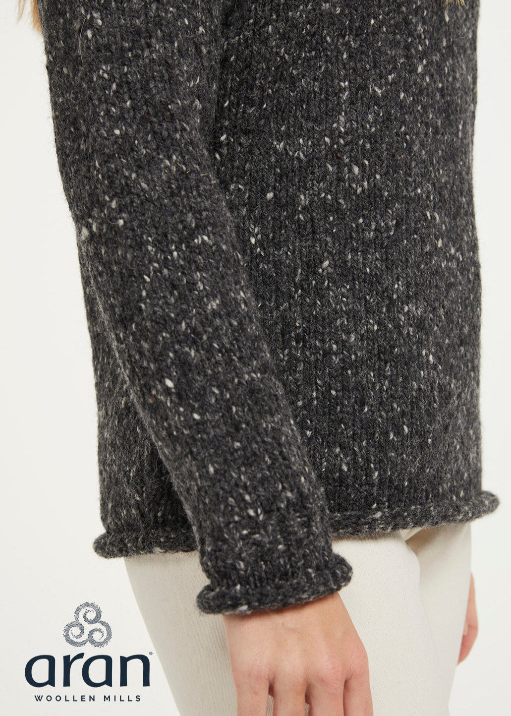 Ladies Donegal Roll Neck Sweater | Charcoal