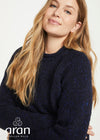Women's Donegal Roll Neck Sweater - Navy | 100% Wool Knitwear