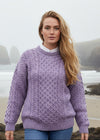 Traditional Ladies Merino Aran Sweater | Lavender