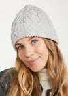 Aran Merino Wool Hat - Traditional Irish Cable Knit | Feather Grey