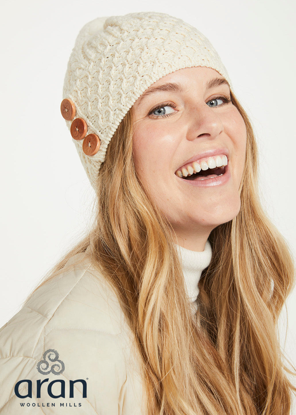 Aran Button Hat | Natural