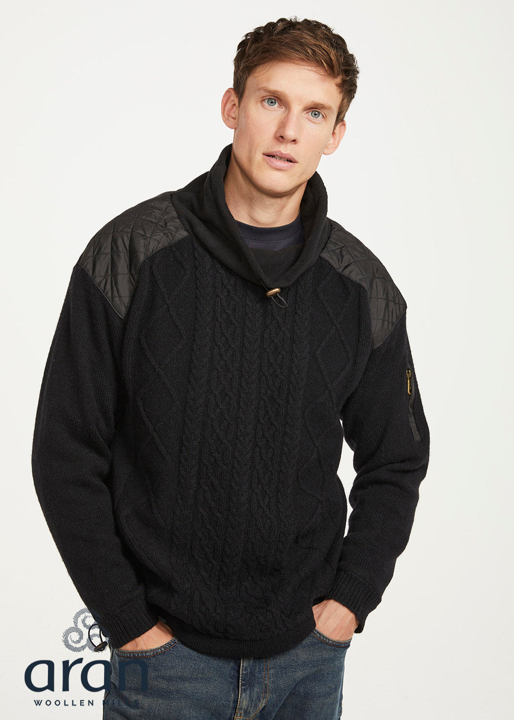 Aran Diamond Knit Sweater | Black