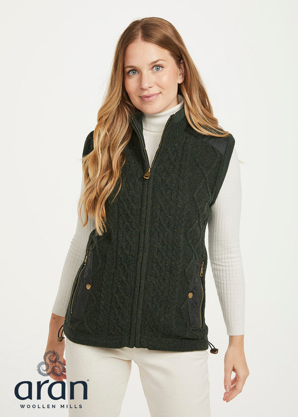 Aran Fleece Lined Women's Gilet | Green