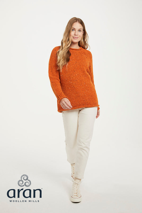 Ladies Donegal Roll Neck Sweater | Orange