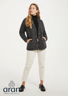 Ladies Donegal Tweed Cardigan with Side Pockets | Charcoal