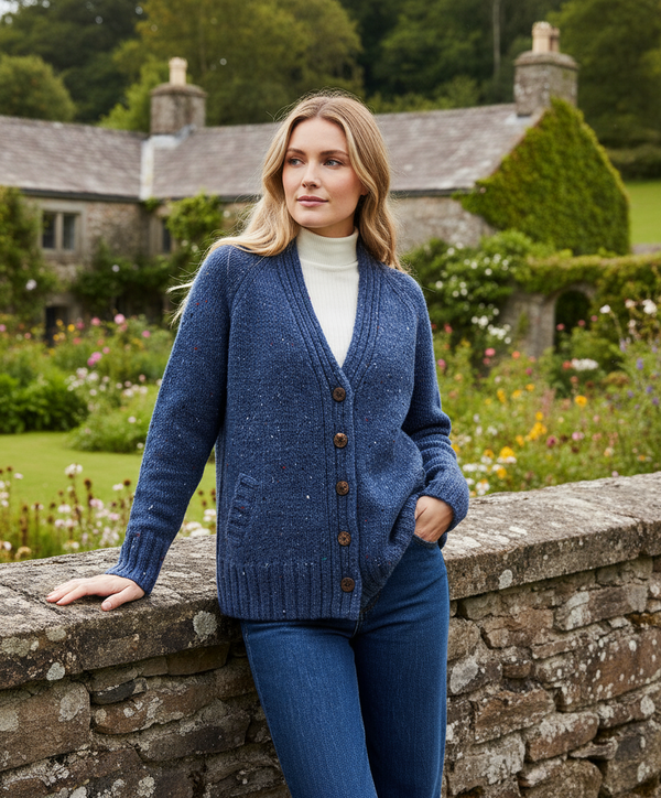 Ladies Tweed Cardigan | Blue