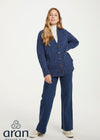 Ladies Donegal Tweed Cardigan with Pockets - Blue