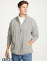 Mens Lined Wool Aran Cardigan | Grey - Clearance