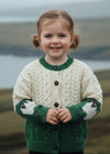 Children's Aran Merino Wool Sheep Cardigan | Green