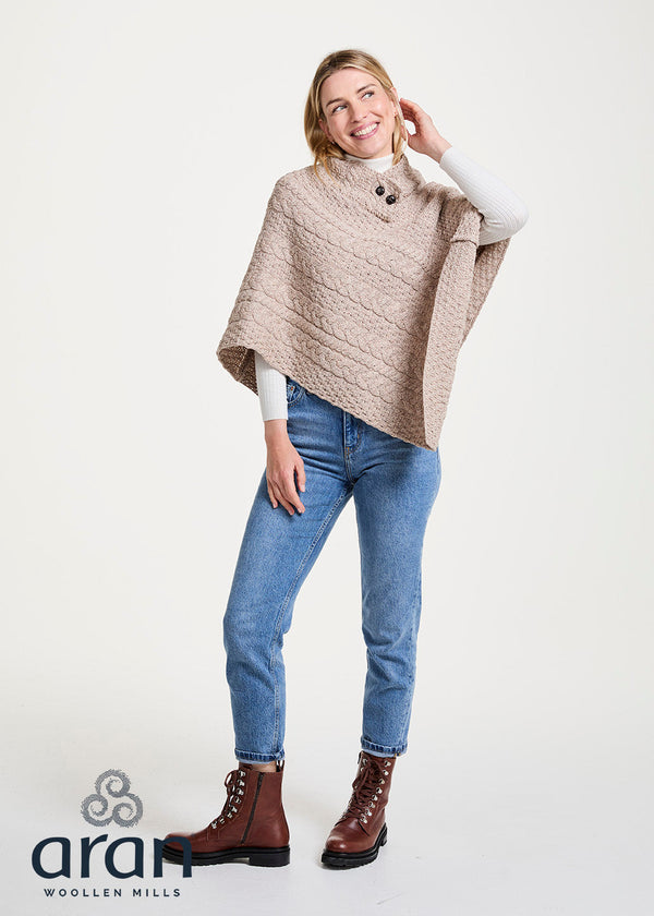Aran Woollen Mills Cable Knit Poncho – Oatmeal