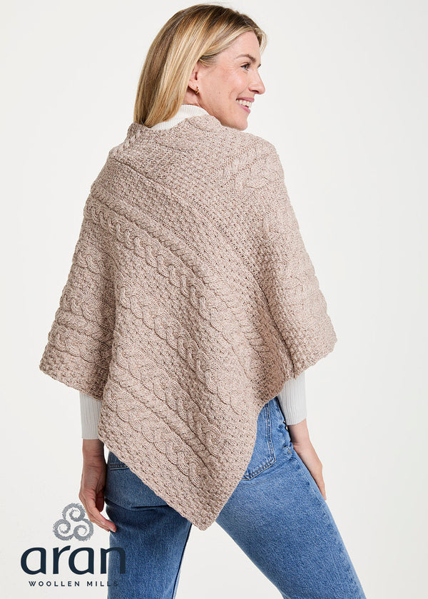 Aran Woollen Mills Cable Knit Poncho – Oatmeal