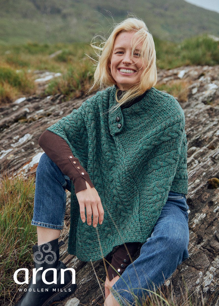 Aran Poncho | Connemara Green