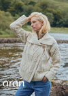 Patchwork Ladies Aran Cardigan | Natural