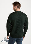 Mens Merino Wool V Aran Cardigan - Green