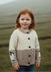 Children's Aran Merino Wool Sheep Cardigan | Oatmeal - Clearance