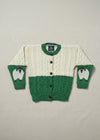 Children's Aran Merino Wool Sheep Cardigan | Green - Clearance
