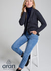 Shawl Collar Merino Aran Cardigan | Charcoal