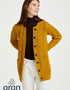 Basket Weave Aran Cardigan | Mustard