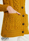 Basket Weave Aran Cardigan | Mustard