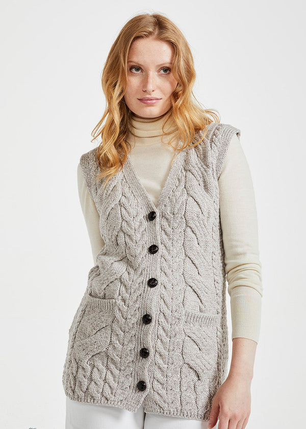 Aran Supersoft Merino Cardigan Gilet | Oatmeal 