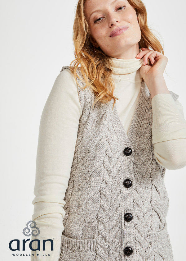 Aran Supersoft Merino Cardigan Gilet | Oatmeal 