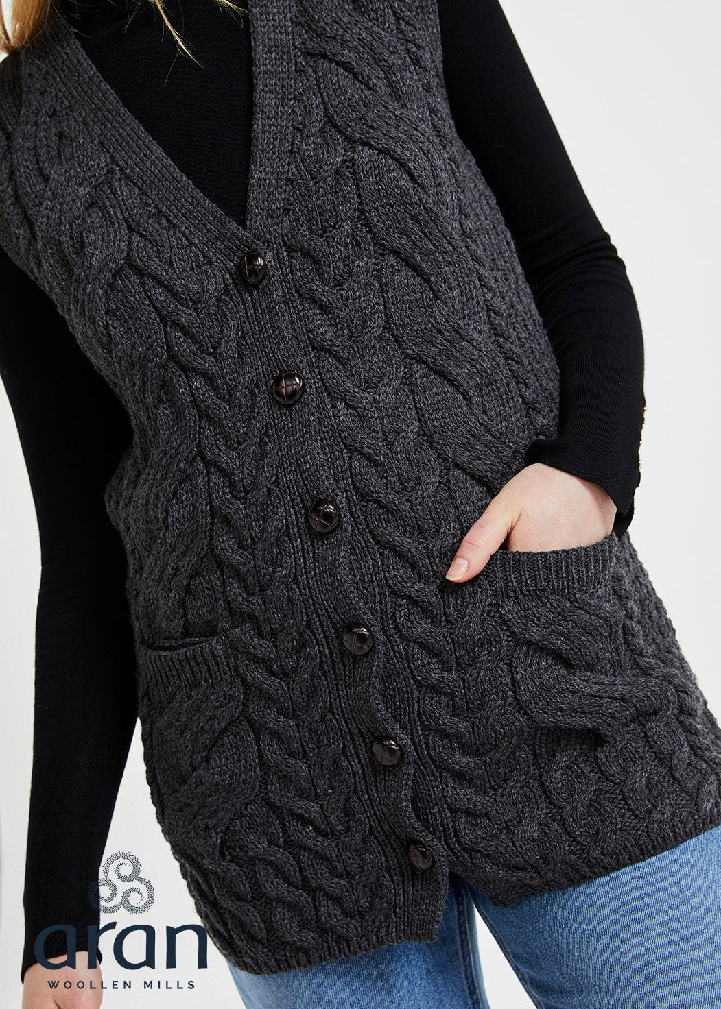 Belcarra Damen-Aran-Cardigan | Natur