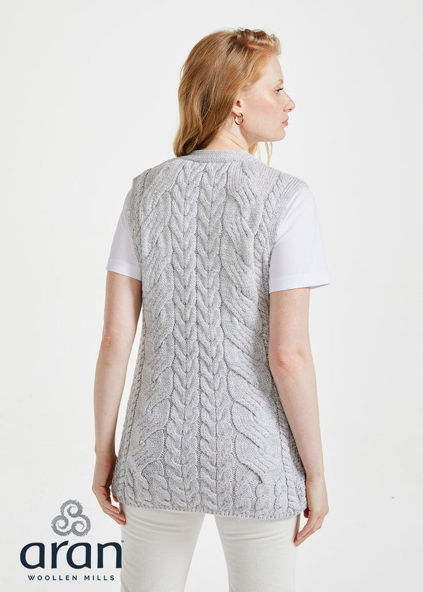 Aran Supersoft Merino Cardigan Gilet | Feather Grey