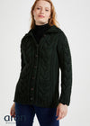 SuperSoft Merino Wool Ladies Aran Cardigan | Seaweed Green