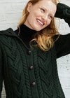 SuperSoft Merino Wool Ladies Aran Cardigan | Seaweed Green