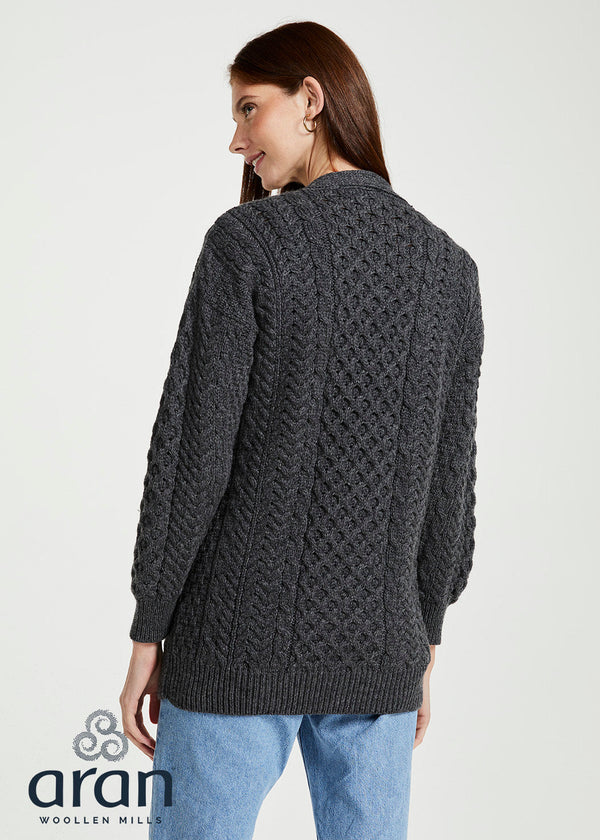 Delphi Aran Boyfriend Cardigan | Charcoal 