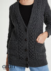 Delphi Aran Boyfriend Cardigan | Charcoal - Clearance