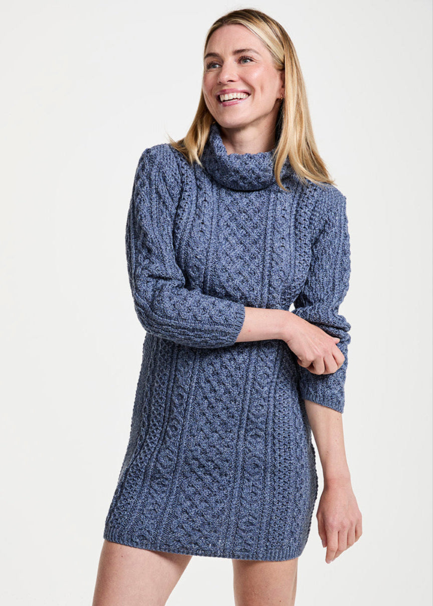 Aran Cowl Neck Dress | Denim