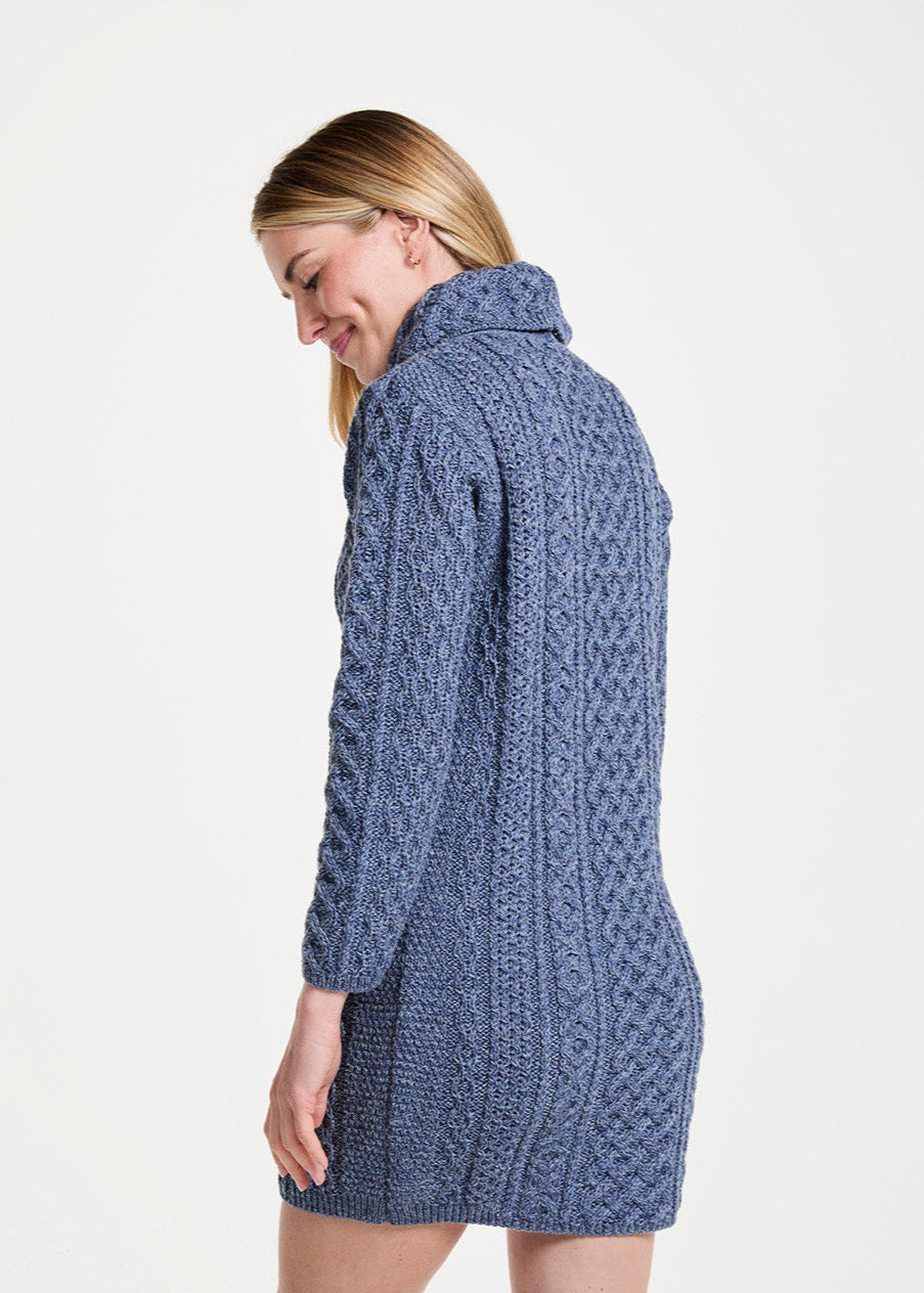 Aran Cowl Neck Dress | Denim