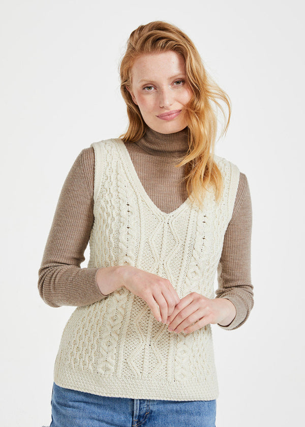 Aran Ladies Vest | Natural