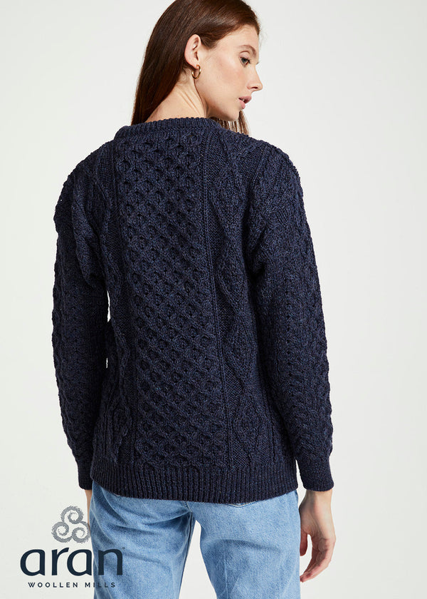 Aran-Wollpullover | Marinegrün | Traditionelle irische Strickwaren