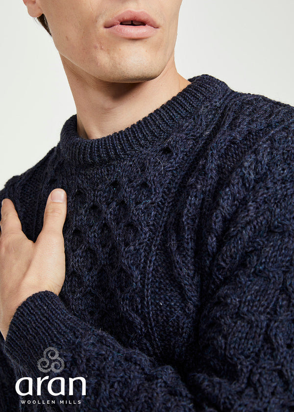 Aran Wool Sweater | Navy - Clearance