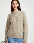 Unisex-Pullover aus Aran-Wolle | Traditionelle irische Strickware | Melange-Haferflockenmuster