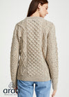 Unisex Aran Wool Sweater | Traditional Irish Knitwear | Flecked Oatmeal