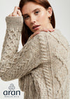 Unisex Aran Wool Sweater | Traditional Irish Knitwear | Flecked Oatmeal