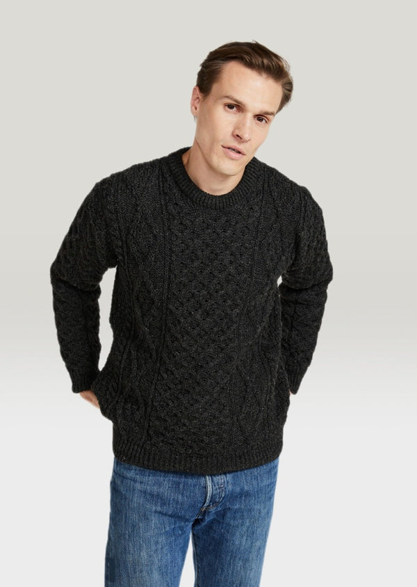 Aran Wool Sweater | Charcoal