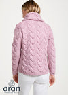 Women's Aran Cowl Neck Chunky Sweater | Pink