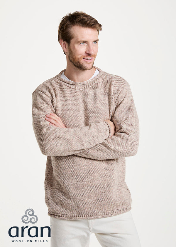 Aran Roll Neck Sweater | Oatmeal