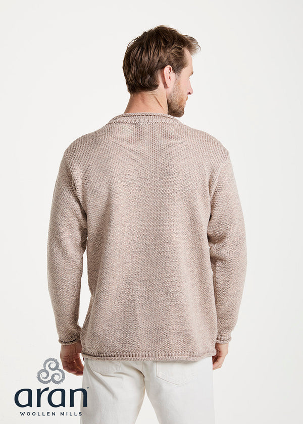 Roll Neck Mens Merino Sweater - Oat