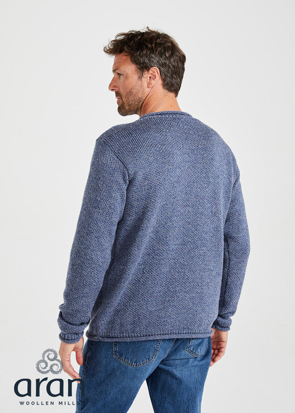 Aran Roll Neck Sweater | Denim